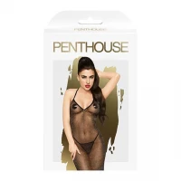 Сукня в підлогу з люрексовою ниткою і стрінгами Penthouse - Love on Fire Black S/M — Переглянути зображення 3