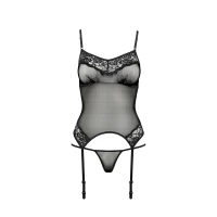 Корсет з пажами Passion MELANIA CORSET XXL/XXXL, black, трусики, напівпрозорий — Переглянути зображення 5
