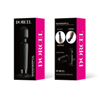 Мини-вибромассажер Dorcel Wand Wanderful Black мощный, водонепроницаемый, 18 режимов работы