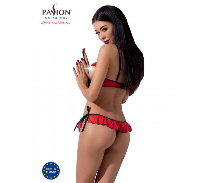 Комплект білизни Passion Exclusive CHERRY SET OpenBra L/XL, red, відкритий ліф, трусики-спідничка