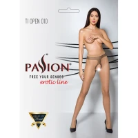 Тілесні колготки з відкритим доступом, контрастна лінія Passion TIOPEN 010 1/2 (20 den), beige — Переглянути зображення 5