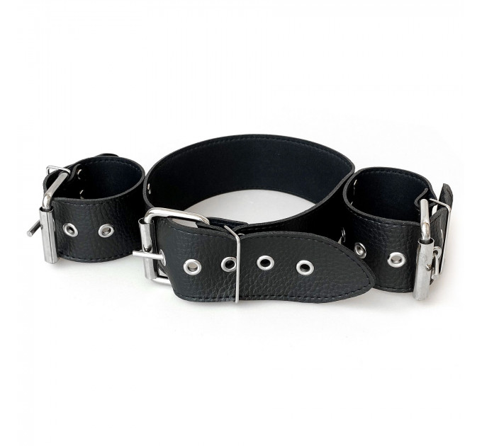 Нашийник з наручниками із натуральної шкіри Art of Sex - Bondage Collar with Handcuffs