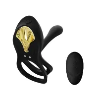 Смарт-ерекційне кільце Zalo - BAYEK Obsidian Black, подвійне з ввідною частиною, пульт ДК — Переглянути зображення 1