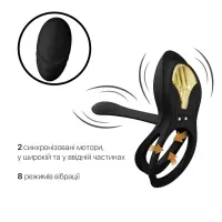Смарт-ерекційне кільце Zalo - BAYEK Obsidian Black, подвійне з ввідною частиною, пульт ДК — Переглянути зображення 4