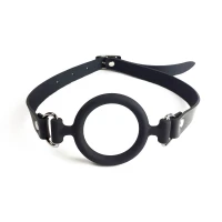 Кляп-розширювач силіконове кільце Art of Sex – Gag Ring, чорний, натуральна шкіра — Переглянути зображення 2