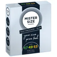 Набір презервативів Mister Size - pure feel - 47–49–53 (3 condoms), 3 розміри, товщина 0,05 мм — Переглянути зображення 1