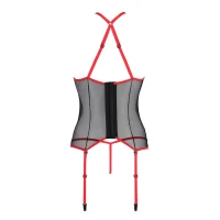 Корсет з пажами Passion SATARA CORSET XXL/XXXL red, стрінги, мереживо, застібки спереду та ззаду — Переглянути зображення 6