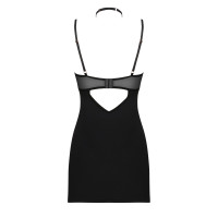 Сорочка Obsessive Selinne chemise & thong M/L Black, стрінги, подвійні бретелі