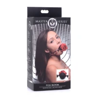 Кляп з трояндою Master Series: Eye-Catching Ball Gag With Rose, чорно-червоний — Переглянути зображення 8