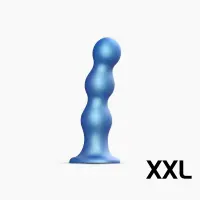 Насадка для страпона Strap-On-Me Dildo Plug Balls Blue Metallic XXL — Просмотреть изображение 1