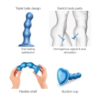 Насадка для страпона Strap-On-Me Dildo Plug Balls Blue Metallic XXL — Просмотреть изображение 3