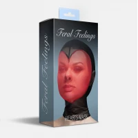Маска серце сітка із повністю закритим обличчям Feral Feelings - Hearts Mask Black/Red — Просмотреть изображение 2