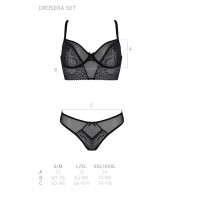 Комплект Passion DROSERA SET black, L/XL, сетка+кружево, бюстье и трусики танга