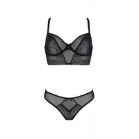 Комплект Passion DROSERA SET black, L/XL, сітка+мереживо, бюстьє та трусики танга — Просмотреть изображение 3