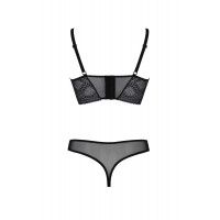 Комплект Passion DROSERA SET black, L/XL, сетка+кружево, бюстье и трусики танга