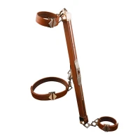 Фіксатор-розпірка LOCKINK Adjustable Spreader Bar Set, коричневий, шкіряний, ремені для шиї, рук/ніг — Переглянути зображення 3