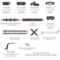 БДСМ-набір LOCKINK The Flowering Serpent Bondage Set, чорний, з малюнком у вигляді змій, 12 предметів — Переглянути зображення 15