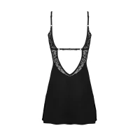 Сорочка Obsessive Bellastia chemise &amp; thong, XL/2XL, непрозора, фігурне декольте, стрінги в наборі — Просмотреть изображение 4