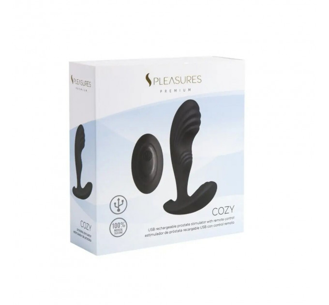 Вібромасажер простати S Pleasures Premium Cozy, чорний, з рельєфною головкою, 10 режимів