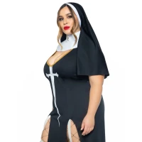 Костюм монашки-грішниці Leg Avenue Sultry Sinner 1X-2X, сукня, головний убір, комір — Переглянути зображення 4