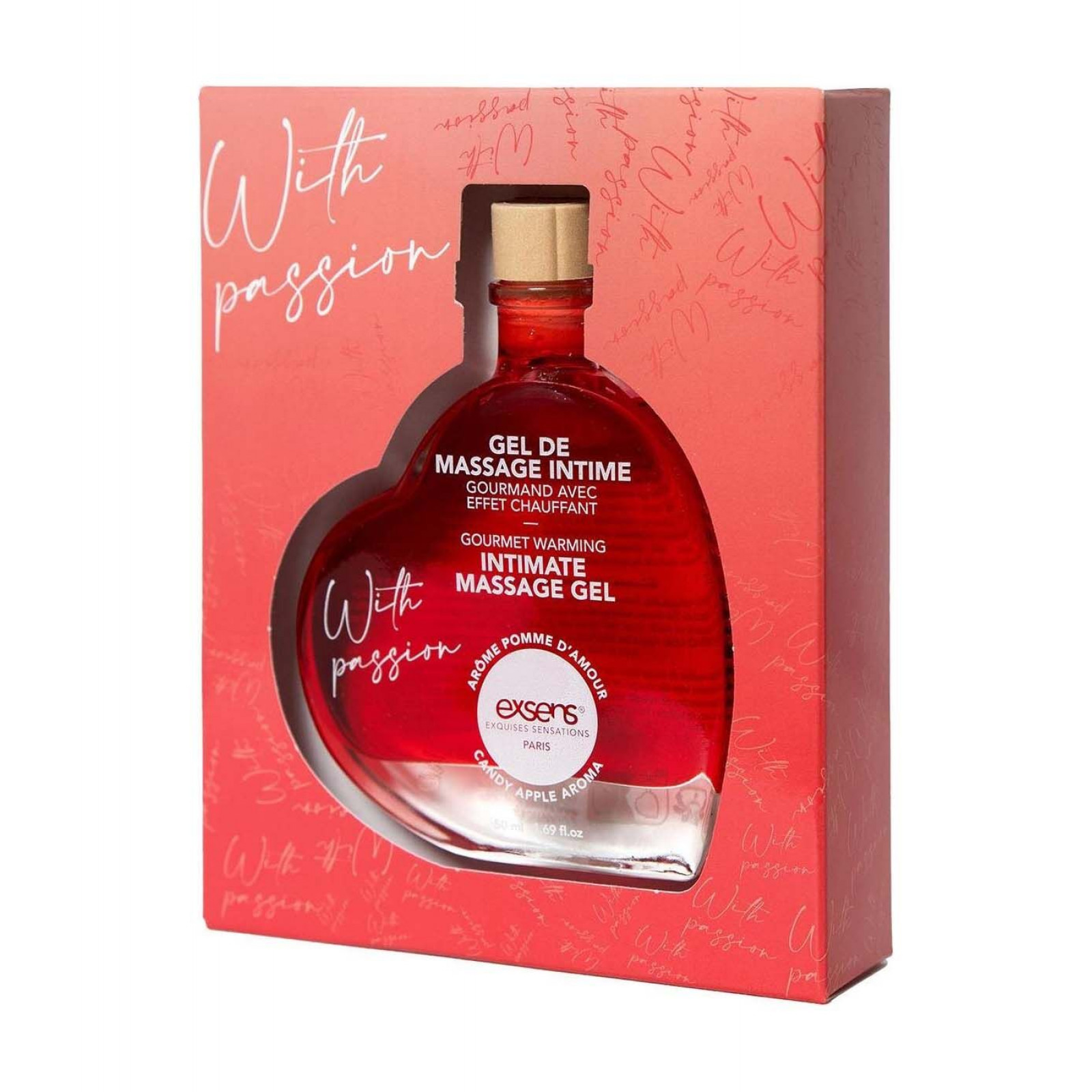 Массажный гель EXSENS With Passion Candy Apple 50 мл разогревающий, без сахара, съедобный
