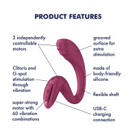 Вагінально-кліторальний вібратор Satisfyer G for Goddess 3 Wine Red, 2 мотори — Переглянути зображення 5