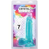 Фаллоимитатор Doc Johnson Crystal Jellies - 7 Inch Realistic Cock with Balls - Teal — Просмотреть изображение 4