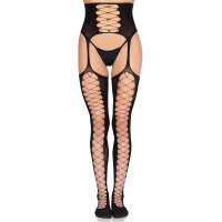 Колготки Leg Avenue Stockings with Attached Garter Belt One Size Black — Просмотреть изображение 4