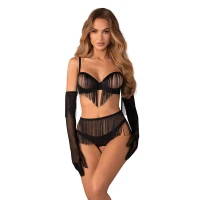 Комплект Obsessive Rossay Black 4-pcs crotchless set L/XL