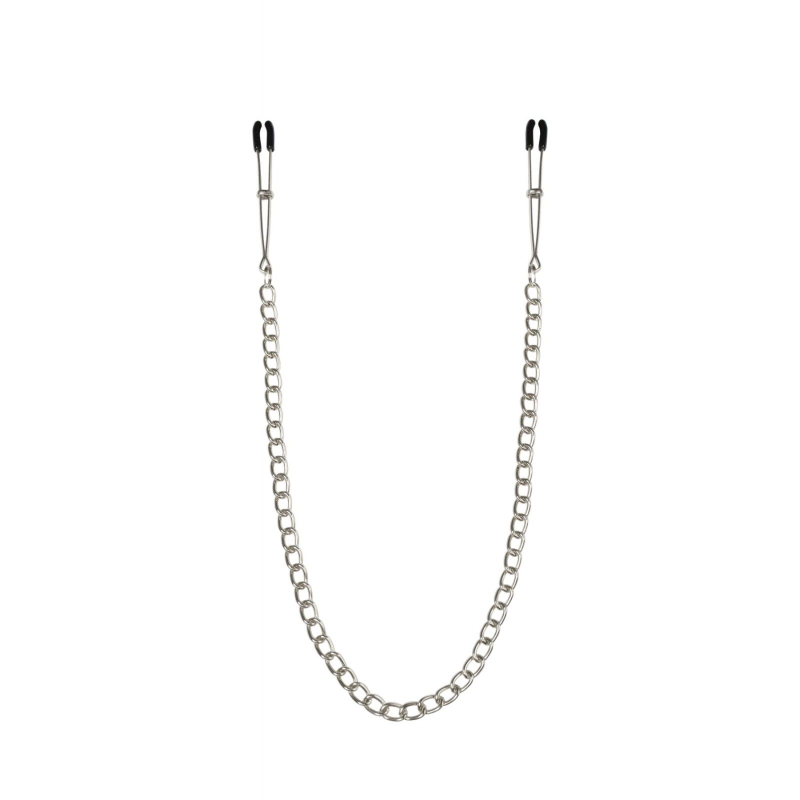 Тонкі затискачі для сосків з ланцюжком Feral Feelings - Chain Thin nipple clamps, срібло/чорний