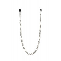 Тонкі затискачі для сосків з ланцюжком Feral Feelings - Chain Thin nipple clamps, срібло/чорний