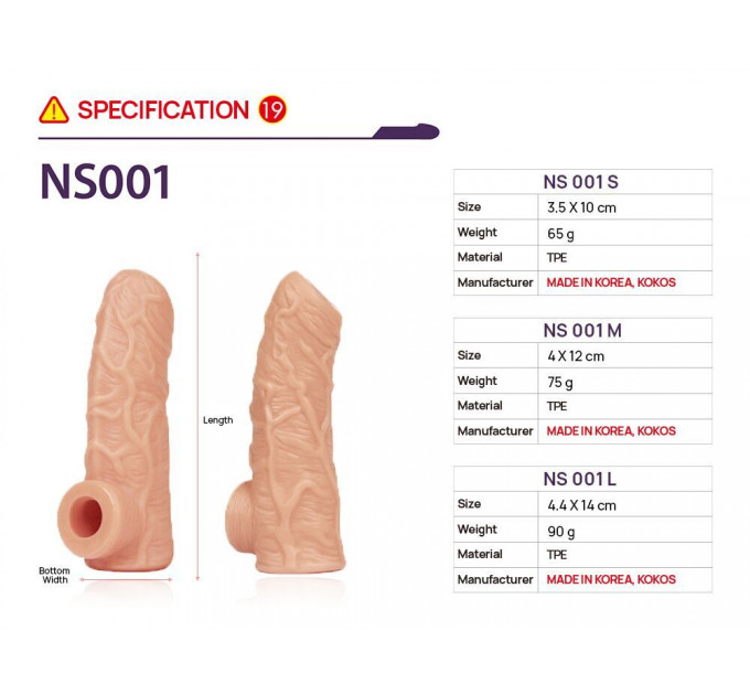 Насадка на член Kokos Nude Sleeve NS 001 M (м'яте паковання!!!)