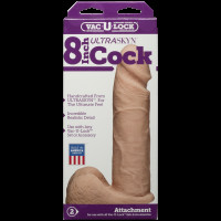 Фалоімітатор Doc Johnson Vac-U-Lock - 8 Inch ULTRASKYN Cock White (м'яте паковання!!!) — Переглянути зображення 6