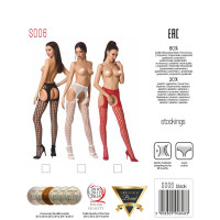 Еротичні колготки-бодістокінг Passion S006 black, імітація панчіх у велику сітку та пояса — Переглянути зображення 8