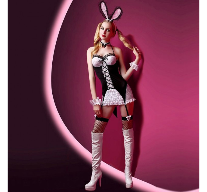 Еротичний костюм зайчика "Милашка Джейн" One Size, сукня, вушка, панчохи, трусики, браслети і чокер