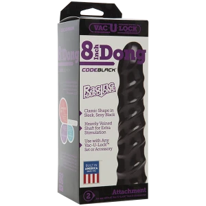Дилдо Doc Johnson CodeBlack - 8 Inch Raging Vac-U-Lock із стимулювальним рельєфом, діаметр 3,8 см