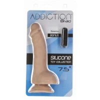 Вигнутий фалоімітатор на присосці ADDICTION — BRAD 7,5″ Dildo With Balls, Beige — Переглянути зображення 6