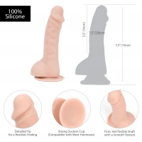 Вигнутий фалоімітатор на присосці ADDICTION — BRAD 7,5″ Dildo With Balls, Beige — Переглянути зображення 5