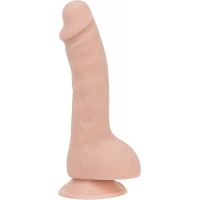 Вигнутий фалоімітатор на присосці ADDICTION — BRAD 7,5″ Dildo With Balls, Beige — Переглянути зображення 1