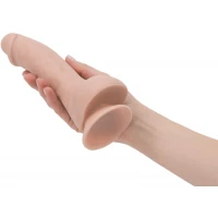 Вигнутий фалоімітатор на присосці ADDICTION — BRAD 7,5″ Dildo With Balls, Beige — Переглянути зображення 4