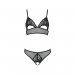 Комплект бралет з ажурним ліфом та відкритими трусиками Passion CHRISTA SET Open Bra XXL/XXXL black