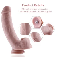 Силіконовий фалоімітатор для секс-машин Hismith 8.3″ Silicone Dildo, вигнутий, система KlicLok — Переглянути зображення 2