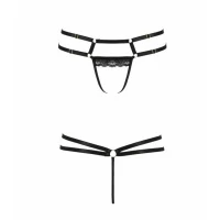 Трусики-стрінги зі стреп із мереживом Passion Exclusive LORRY THONG XXL/XXXL, black — Переглянути зображення 5