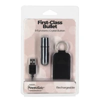 Віброкуля PowerBullet First-Class Bullet 2.5″ with Key Chain Pouch, Silver, 9 режимів вібрації — Переглянути зображення 6