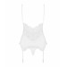 Сатиновий мереживний корсет Obsessive 810-COR-2 babydoll & thong S/M, білий, корсет, танга
