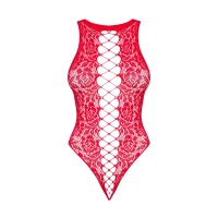 Ажурний бодістокінг із ефектом шнурівки Obsessive B120 teddy red S/M/L, червоний — Переглянути зображення 5