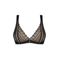 Мереживний бюстгальтер із трикутною чашкою Obsessive Estiqua bra XS/S, чорний, широкі лямки — Переглянути зображення 3