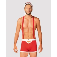 Чоловічий еротичний костюм Санта-Клауса Obsessive Mr Claus L/XL, боксери на підтяжках, шапочка з пом — Переглянути зображення 1