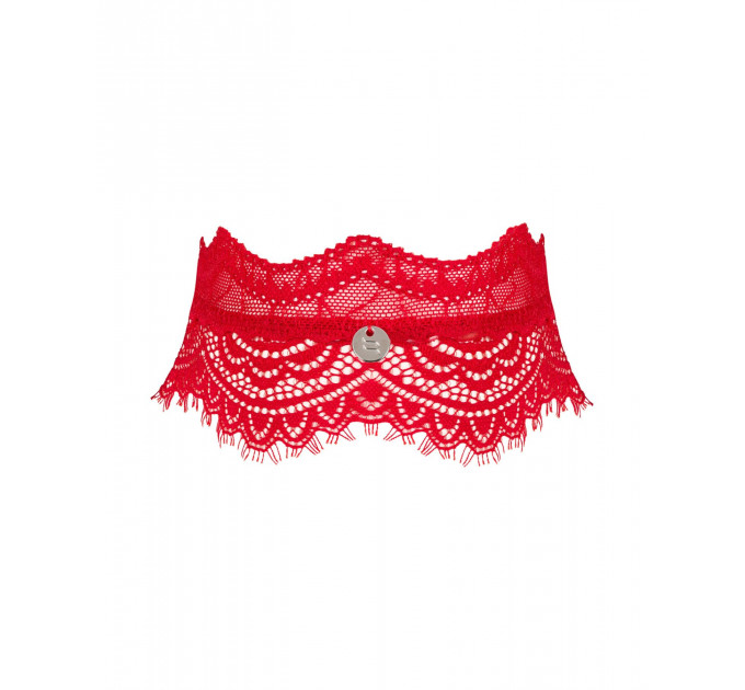 Широкий мереживний чокер Obsessive Bergamore choker, red