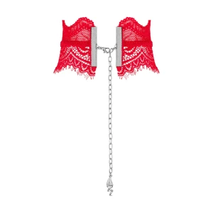 Широкий мереживний чокер Obsessive Bergamore choker, red